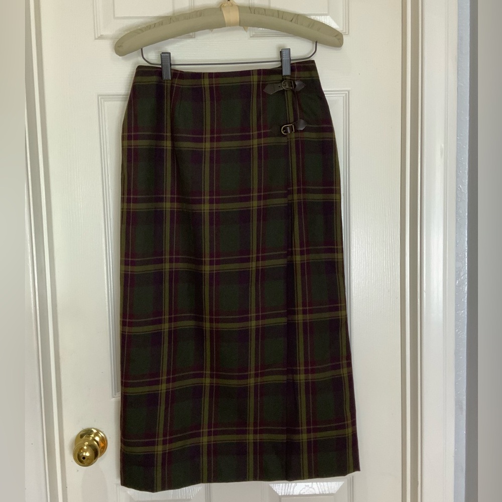 Vintage plaid midi wrap skirt size 8